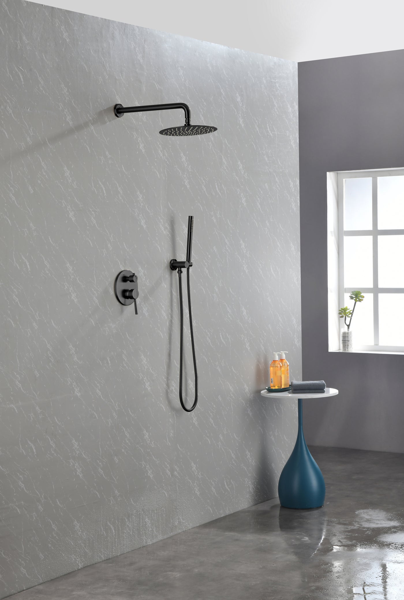 Wall Mount Shower System Set 10" Rain Head Stainless Steel