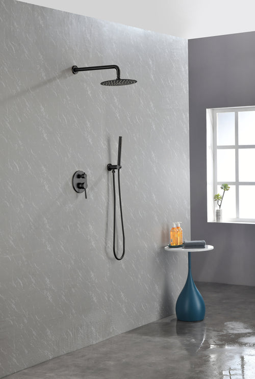 Wall Mount Shower System Set 10" Rain Head Stainless Steel