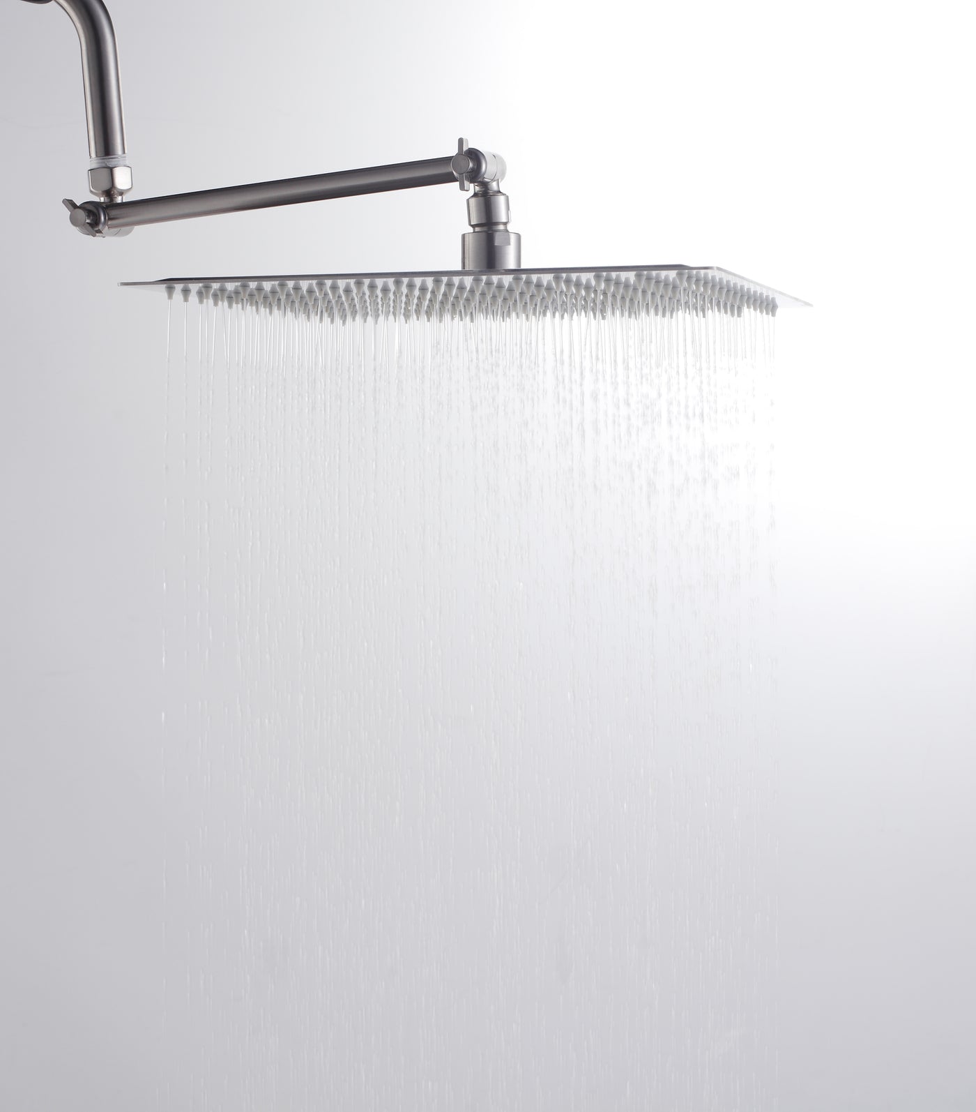 12" Square Brushed Nickel Rain Shower Head with Arm
