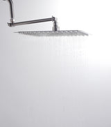 12" Square Brushed Nickel Rain Shower Head with Arm