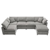 6-Seat U-Shape Modular Sofa with Ottoman, 130
