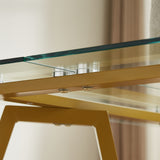 Rectangular Glass Dining Table Gold 71"