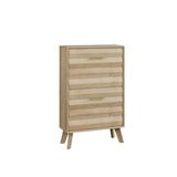 Oak Wood Flip-Top Shoe Cabinet 23.6" Light Finish