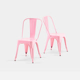 High Gloss Pink Industrial Metal Dining Chairs 18" Seat Height