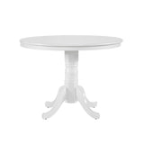 White Round Farmhouse Dining Table Wood Kitchen Casual