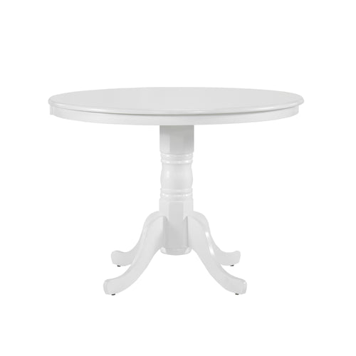 White Round Farmhouse Dining Table Wood Kitchen Casual