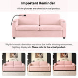 Pink Corduroy Sleeper Sofa Loveseat Full Size Mattress USB