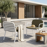 Luna Outdoor PP Club Chair Set - White Green Cushion