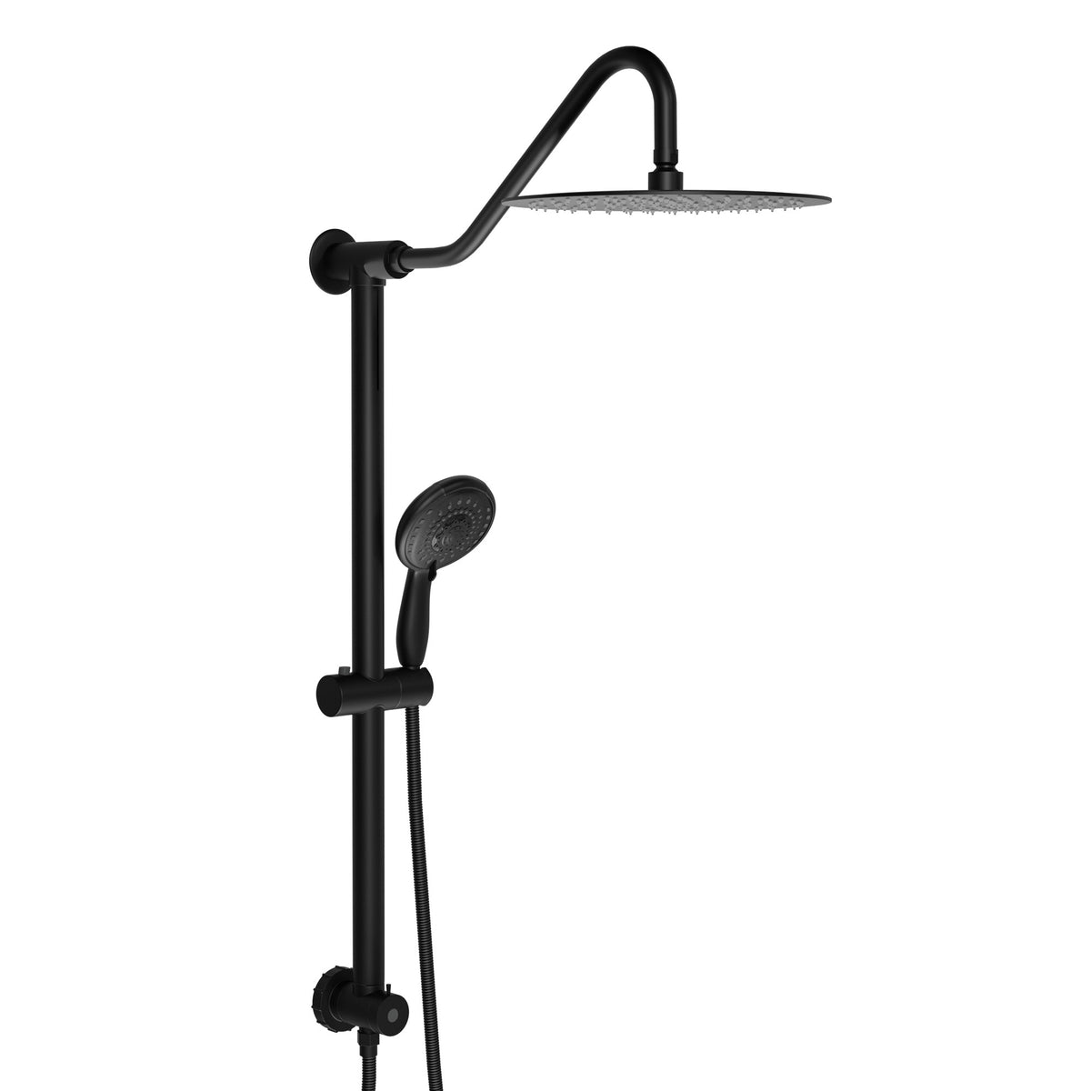 Matte Black 10 Inch Shower System with 5 Function Rain Hand Shower and 26.3' Sli
