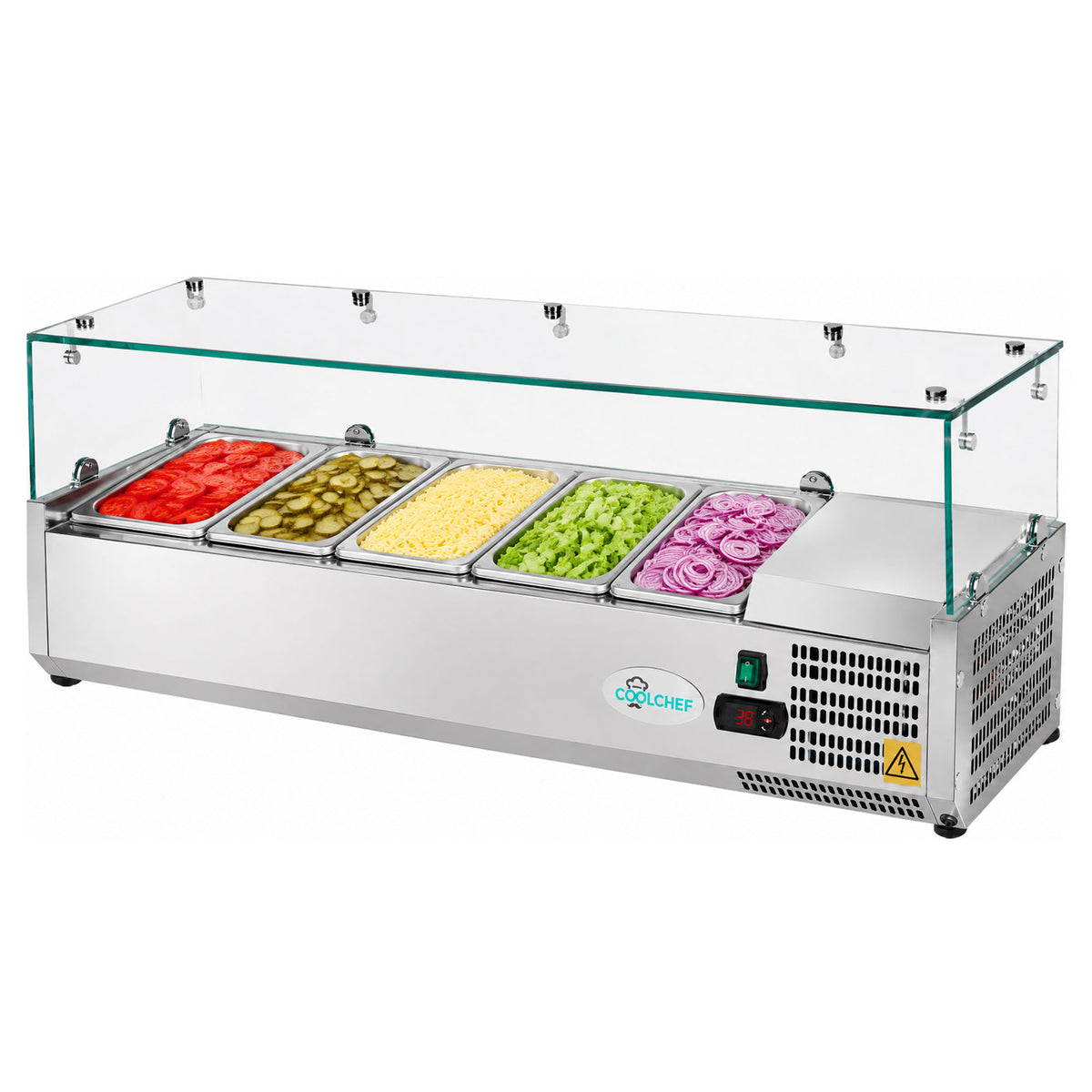 47" Refrigerated Condiment Prep Station, Countertop Topping Cooler