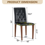 Set of 4 Metal Dining Chair Black/Walnut