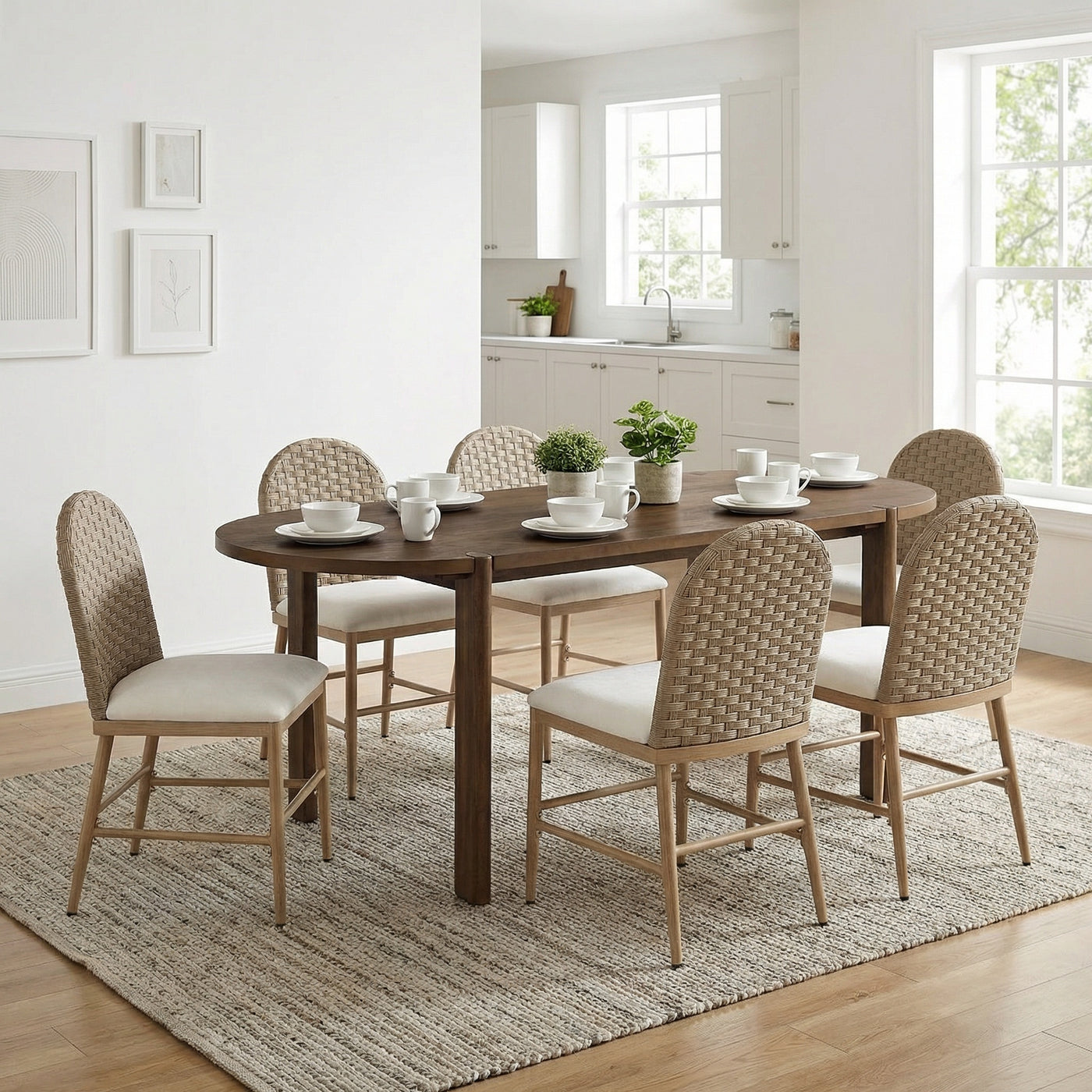 7 Piece Dining Set with 71" Table & 6 Chairs, Walnut