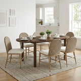 7 Piece Dining Set with 71" Table & 6 Chairs, Walnut
