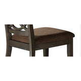 Side Chair Set of 2 - Fabric Seat - Wood Frame - Brown and Espresso