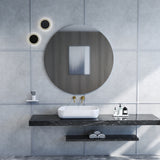 70cm bathroom mirror, round mirror, matte white Backboard