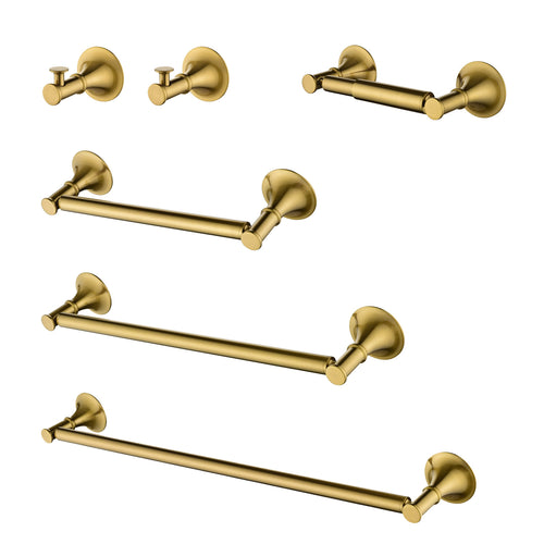 Brass Bathroom Towel Rack Set 6 Piece Wall Mount
