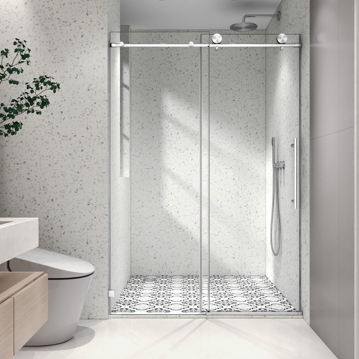 Frameless Shower Door 70MM Stainless Steel Pulleys Soft Close