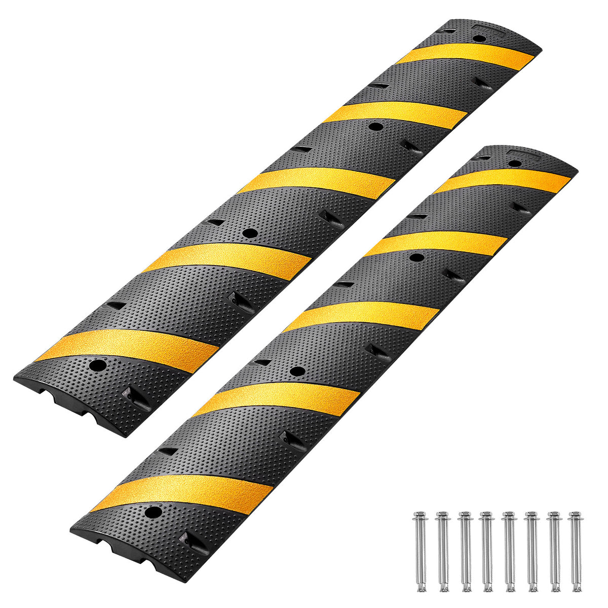 6FT Rubber Speed Bump, 2 Pack, 2 Channel Heavy Duty Traffic Speed Hump