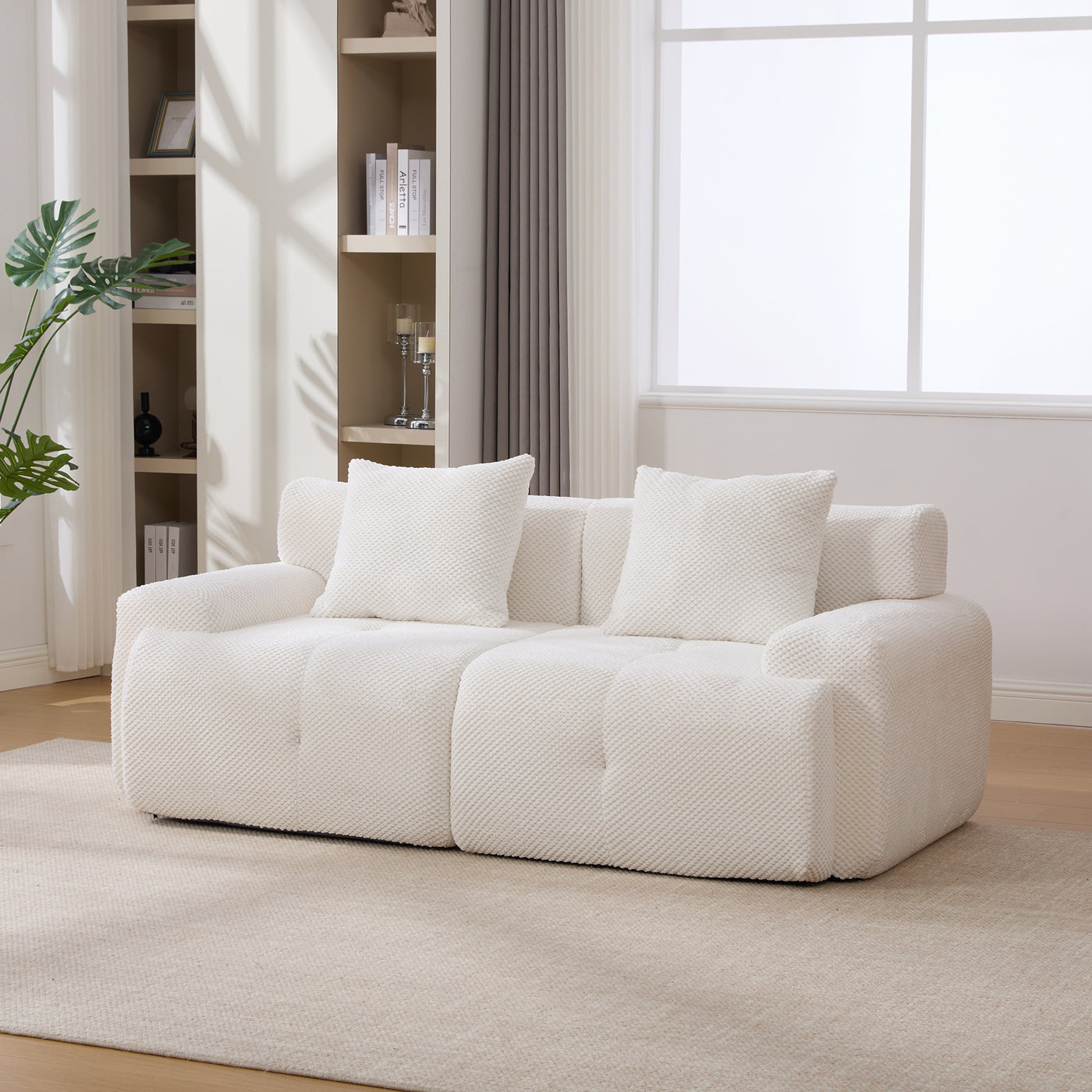 73" Modular Sectional Sofa Loveseat Cloud Tufted Ivory