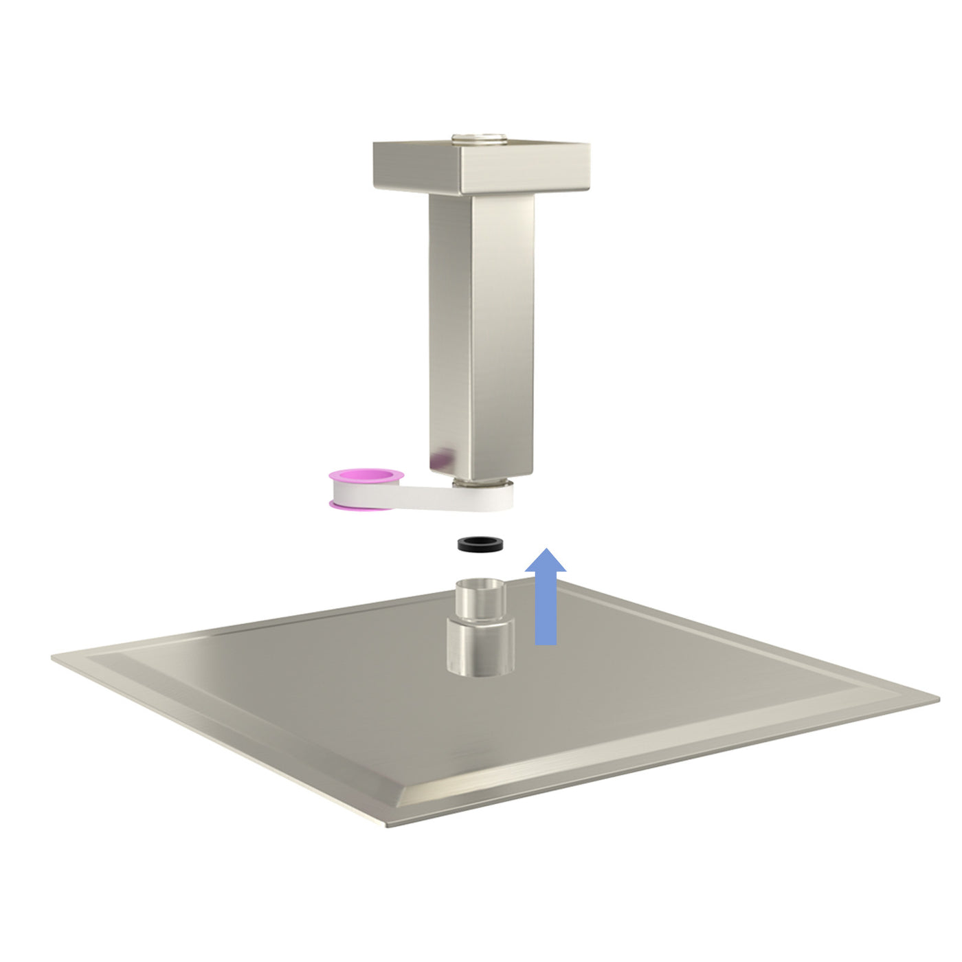 Brushed Nickel 3' Ceiling Mount Shower Arm with Flange