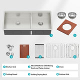 39-inch Built-in Kitchen Sink with Mixing Bowl Worktop