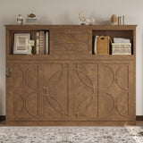 Twin Size Murphy Bed with Charging Station and Drawer in Wood Color, Solid Pine Wood + MDF