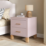 Solid Wood Nightstand Pink