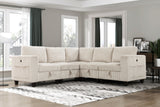 5-Piece Modular Sectional Sofa Storage Beige Corduroy