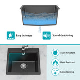 Quartz Bar Sink - 21" x 20" x 9-5/8" Black granite composite Workstation