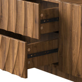 TV Stand Floating Base Spiral Wave Walnut for 60" TVs