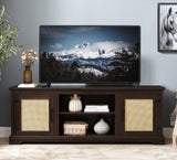 Farmhouse Rattan TV Stand Console Table for TVs up to 70
