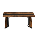 Rectangular Engineered Wood Dining Table Black/Rustic Brown 71"