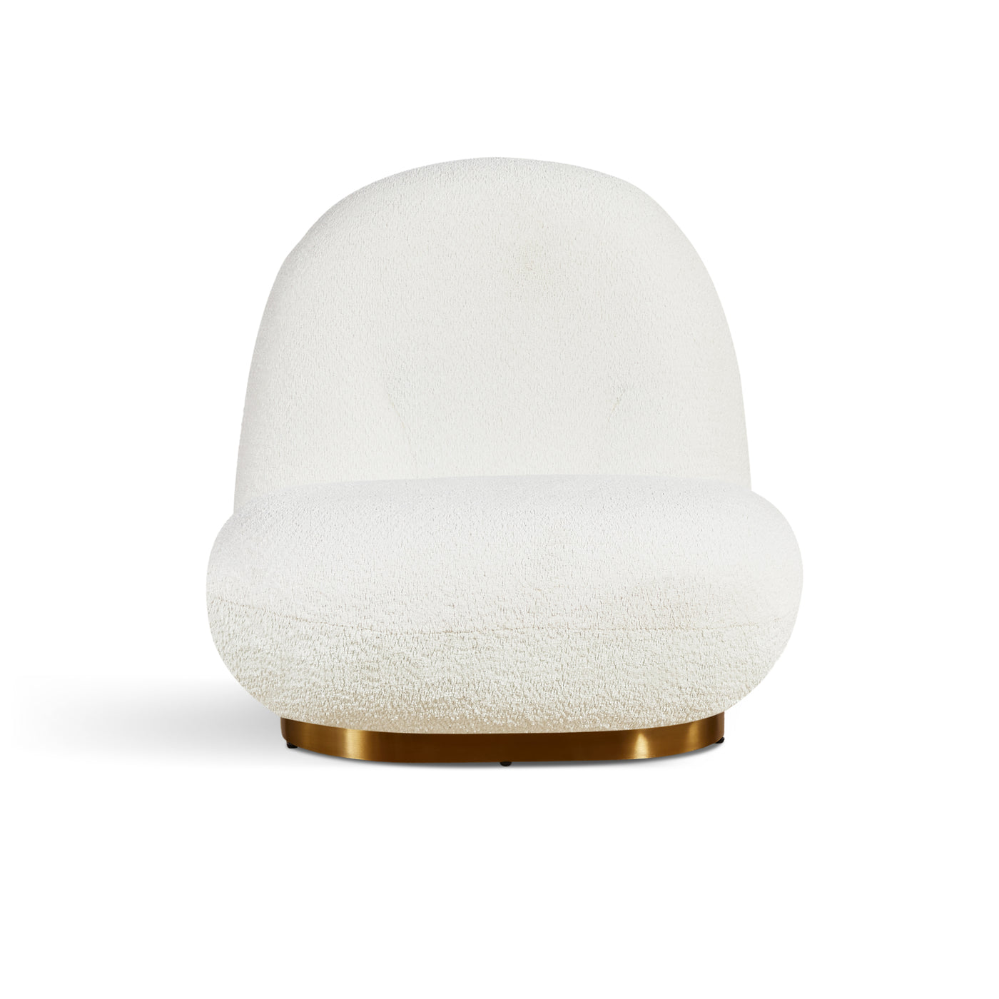 Leif White Plush Glam Lounge Chair Gold Base