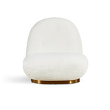 Leif White Plush Glam Lounge Chair Gold Base