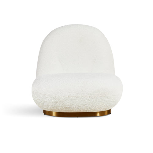 Leif White Plush Glam Lounge Chair Gold Base