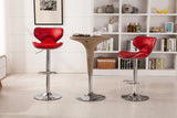 Red Airlift Adjustable Swivel Barstool with Chrome Base, Set of 2