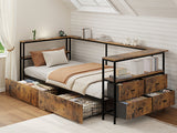 Twin Engineered Wood Platform Bed with Storage Drawers Black