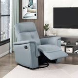 Blue Leather Swivel Glider Recliner Chair