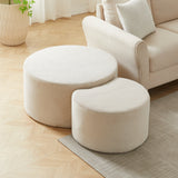 Round Corduroy Nesting Tables Set of 2 Beige