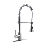 21-Inch Commercial Kitchen Faucet Pull-Down Sprayhead Brushed Nickel
