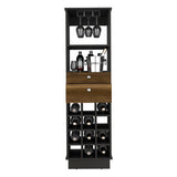 Bar Cabinet - 12-Bottle Wine Rack - Two Drawers - Black/Walnut