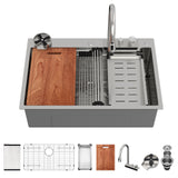 33" Drop in Waterfall Kitchen Sink