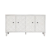 Shabby Chic 4-Door Accent Cabinet, White Washed Wood 60