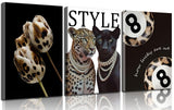 Fashion Cheetah Canvas Wall Art 3 Piece Set
