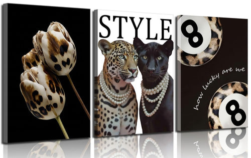 Fashion Cheetah Canvas Wall Art 3 Piece Set