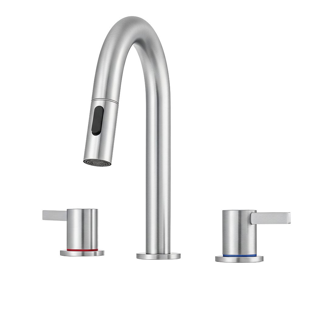 8-Inch Widespread Lavatory Faucet 2-Handle 360 Pull-Down Sprayer