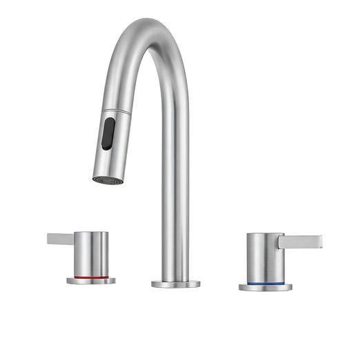 8-Inch Widespread Lavatory Faucet 2-Handle 360 Pull-Down Sprayer
