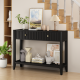Engineered Wood Console Table with Storage Black