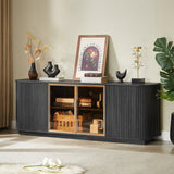 Modern 64" Wavy TV Cabinet with LED Lights Black