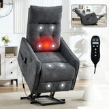 Grey Chenille Power Lift Recliner Chair Massage Heat USB